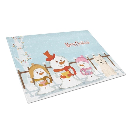 Merry Christmas Carolers Westie Glass Cutting Board, Large